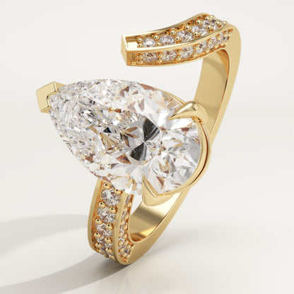 Pear Cut Open Shank Pave Lab-Grown Diamond Engagement Ring