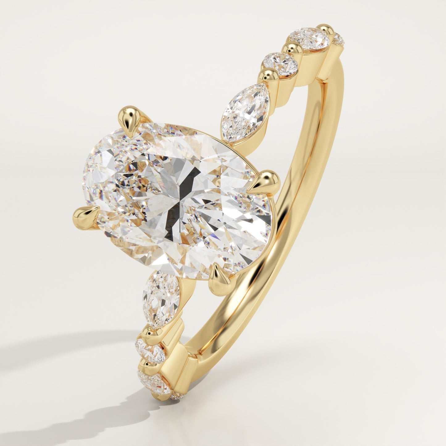 Oval Cut Pave Lab-Grown Diamond Engagement Ring