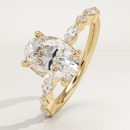 Oval Cut Pave Lab-Grown Diamond Engagement Ring