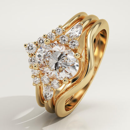 Oval Cut Cluster Lab-Grown Diamond Bridal Set