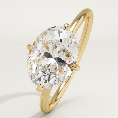 East West Oval Cut Hidden Halo Lab-Grown Diamond Engagement Ring