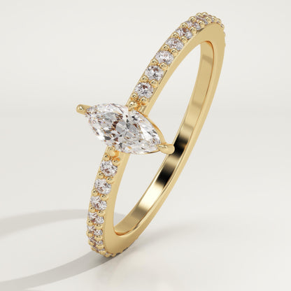 Marquise Cut Pave Lab-Grown Diamond Engagement Ring