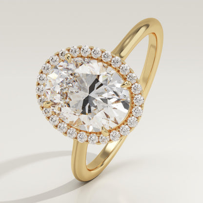Oval Cut Halo Split Shank Lab-Grown Diamond Engagement Ring
