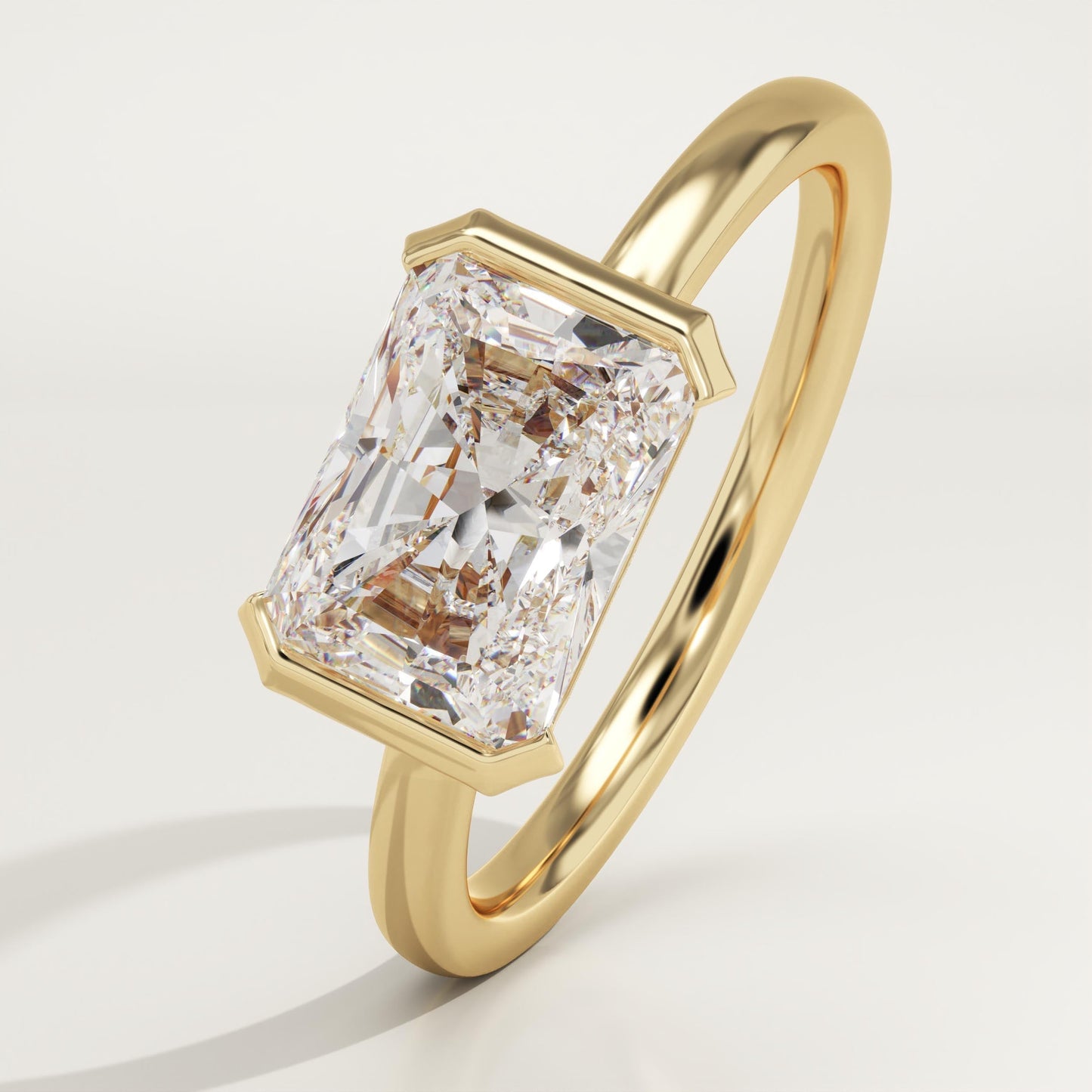 East West Radiant Cut Half Bezel Lab-Grown Diamond Engagement Ring