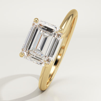 2 CT East West Emerald Cut Solitaire Moissanite Engagement Ring