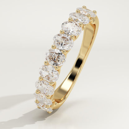 1.35 TCW Oval Lab-Grown Diamond Half Eternity Wedding Band