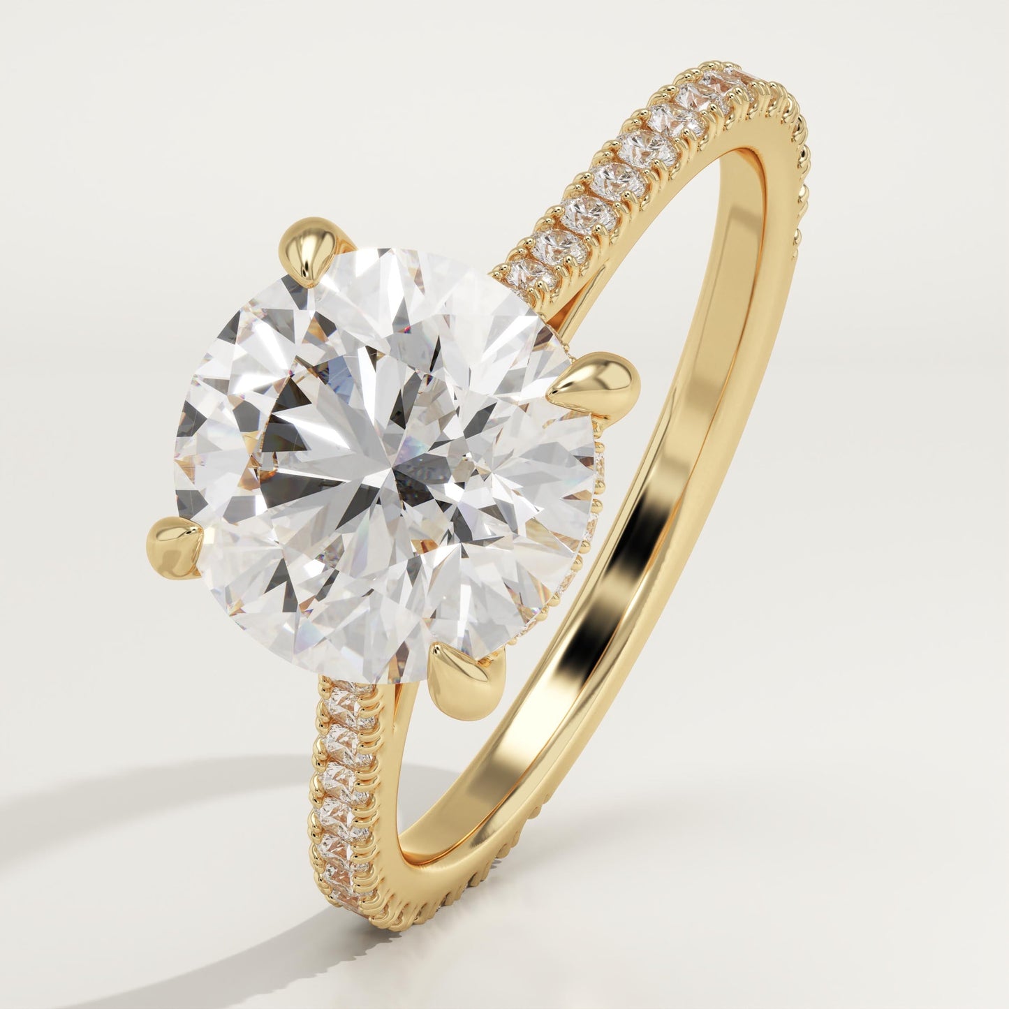 2 CT Round Cut Pave Moissanite Engagement Ring