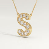 0.77 TCW Round Lab-Grown Diamond S Initial Necklace