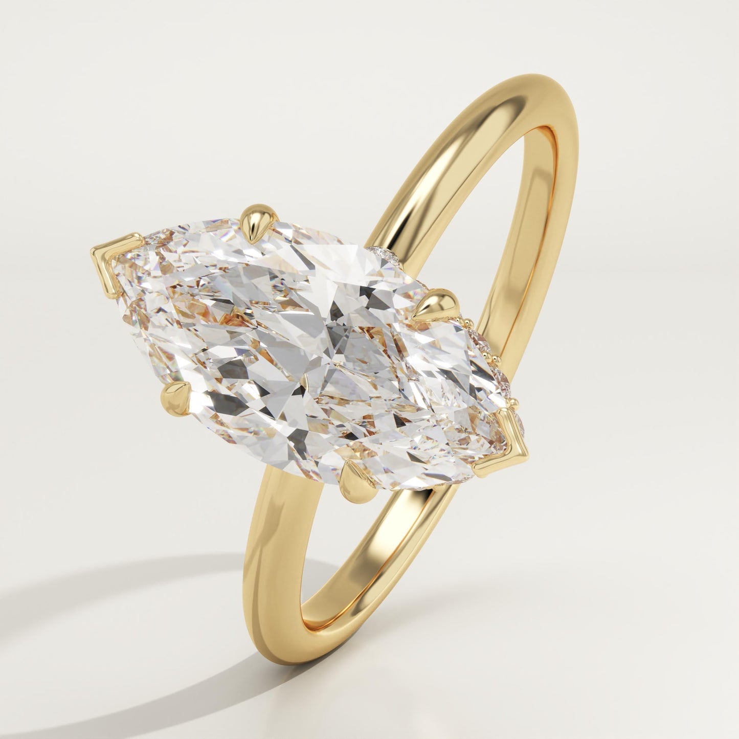 1.75 CT Marquise Cut Hidden Halo Moissanite Engagement Ring