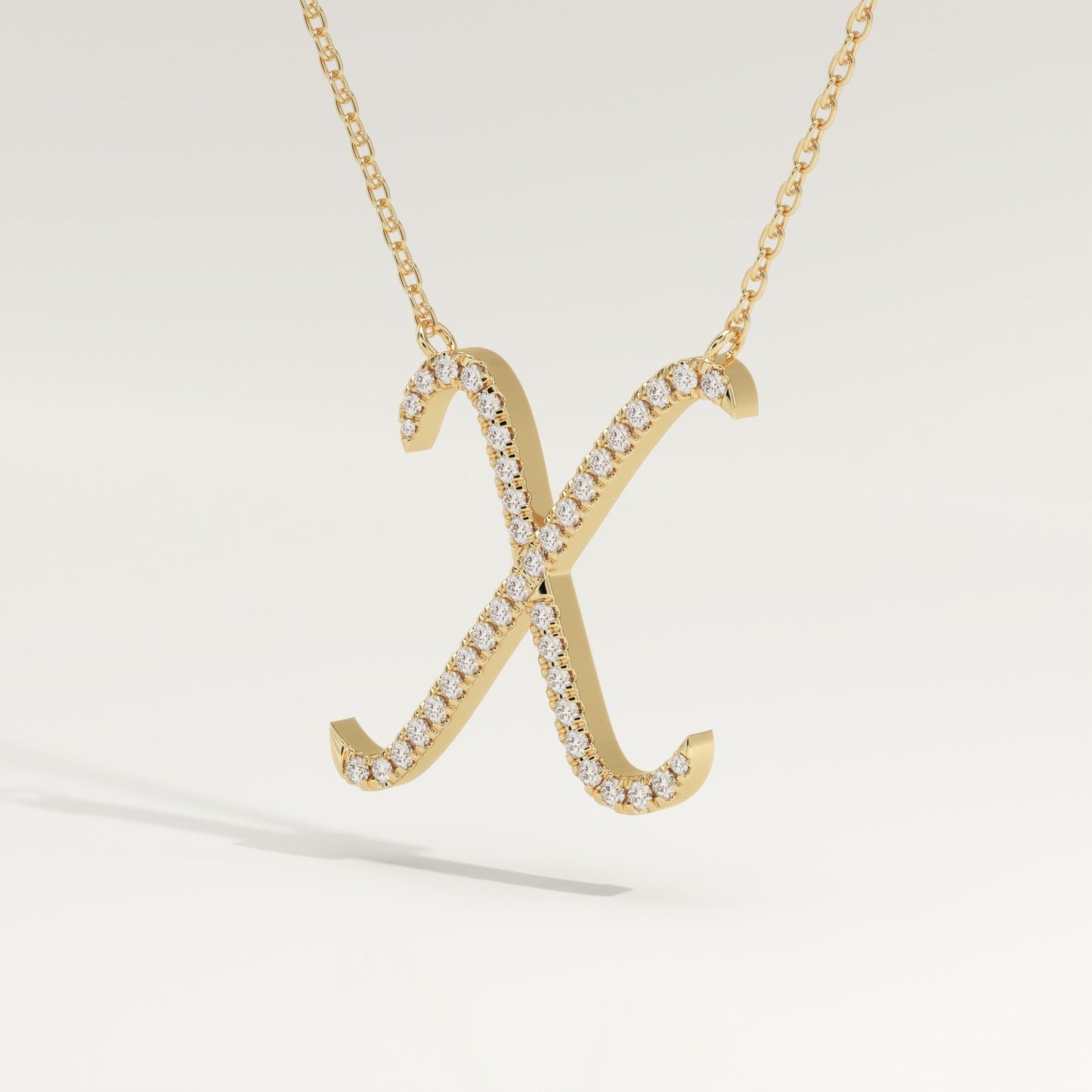 0.133 TCW Round Lab-Grown Diamond X Initial Necklace