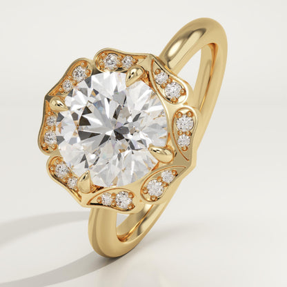 Round Cut Vintage Art Deco Lab-Grown Diamond Engagement Ring
