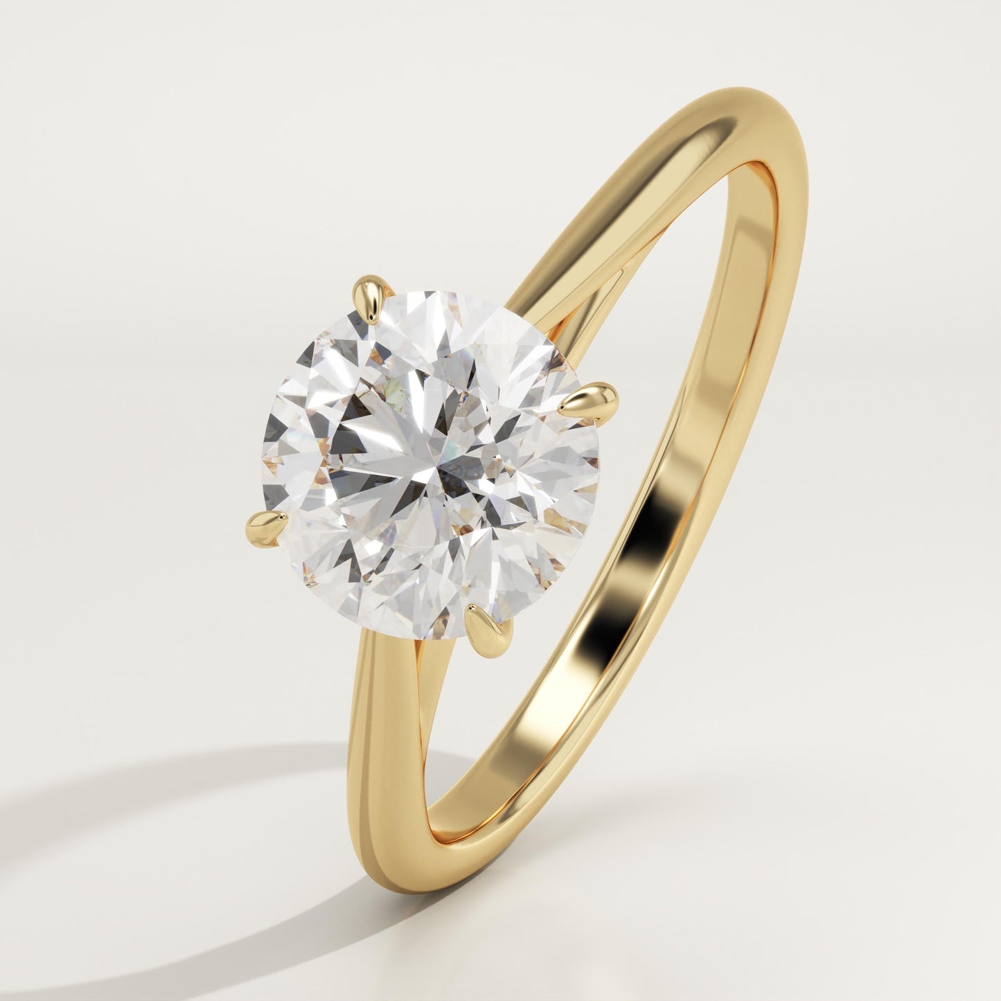 Round Cut Solitaire Cathedral Lab-Grown Diamond Engagement Ring