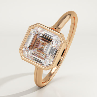 Asscher Cut Bezel Split Shank Lab-Grown Diamond Engagement Ring