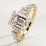 2.0 CT Emerald Cut Cluster Lab-Grown Diamond Engagement Ring