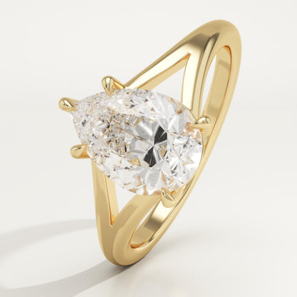 Pear Cut Solitaire Split Shank Lab-Grown Diamond Engagement Ring