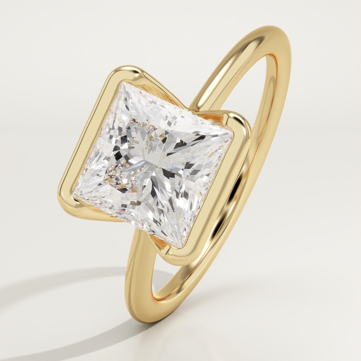 Princess Cut Half Bezel Lab-Grown Diamond Engagement Ring