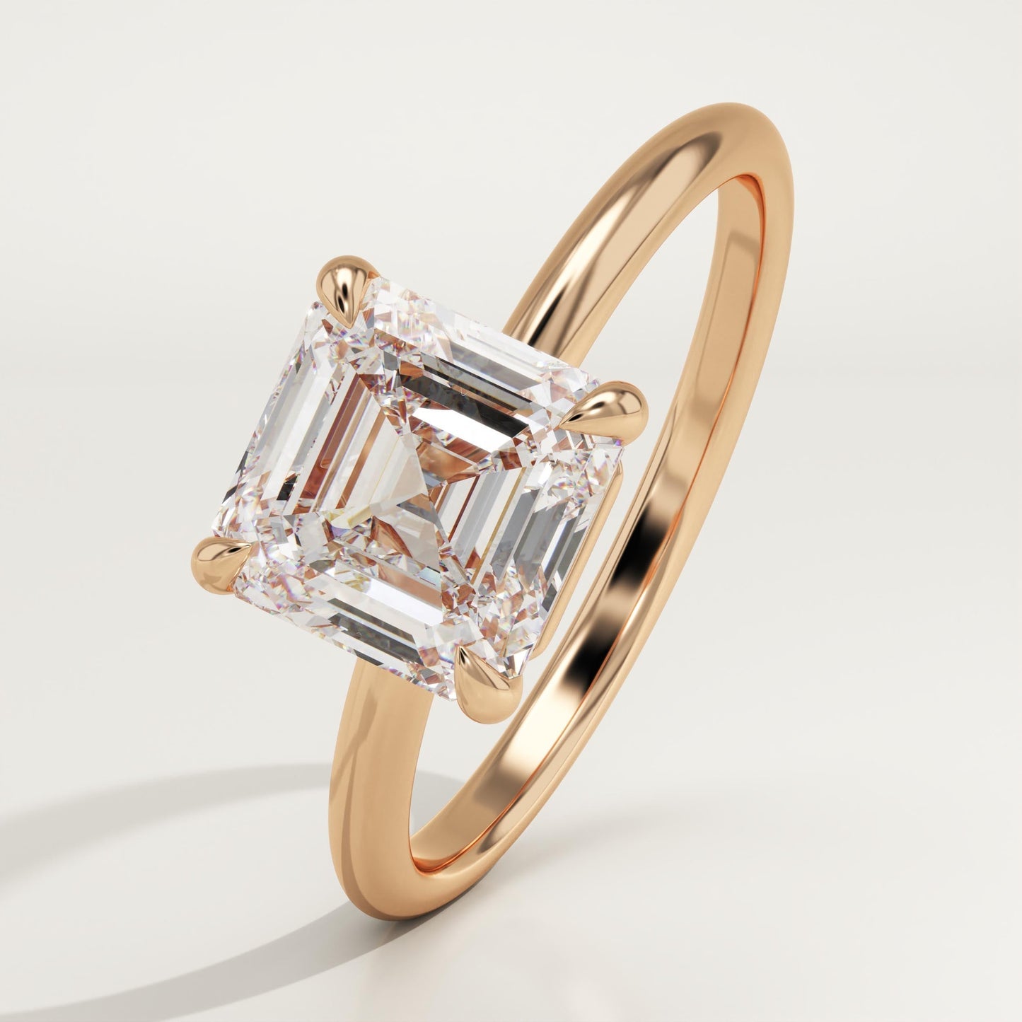 1.75 CT Asscher Cut Solitaire Moissanite Engagement Ring
