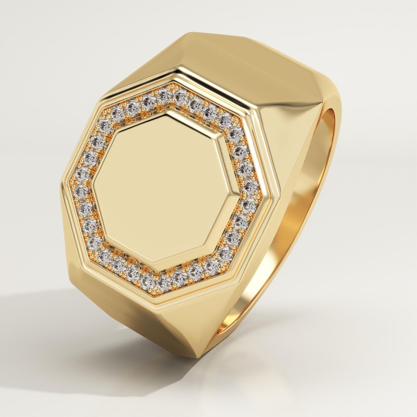 0.18 TCW Round Lab-Grown Diamond Signet Wedding Band For Men