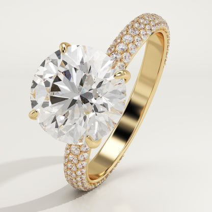 Round Cut Hidden Halo & Triple Pave Lab-Grown Diamond Engagement Ring