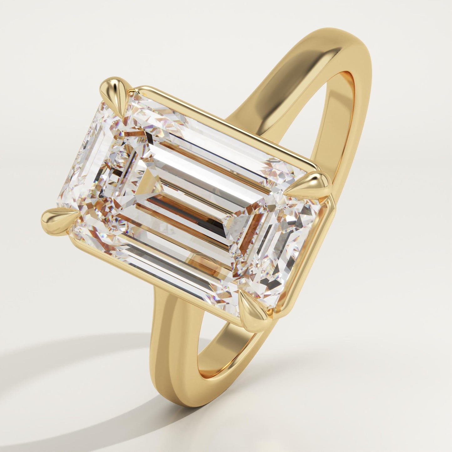 Emerald Cut Solitaire Cathedral Lab-Grown Diamond Engagement Ring
