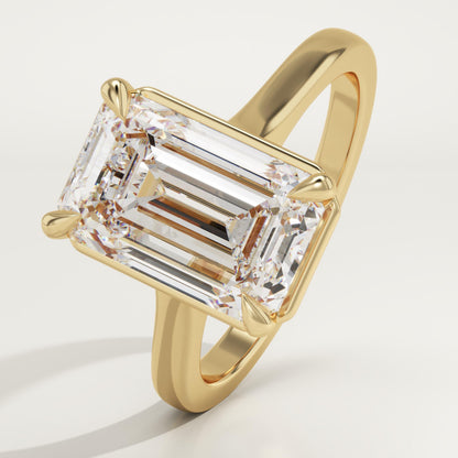 Emerald Cut Solitaire Cathedral Lab-Grown Diamond Engagement Ring