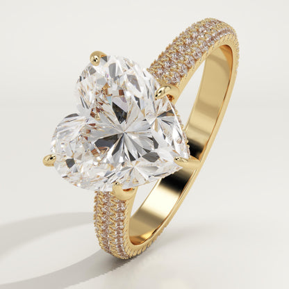 Heart Cut Hidden Halo & Triple Pave Lab-Grown Diamond Engagement Ring