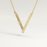 0.08 TCW Round Lab-Grown Diamond V Shaped Necklace