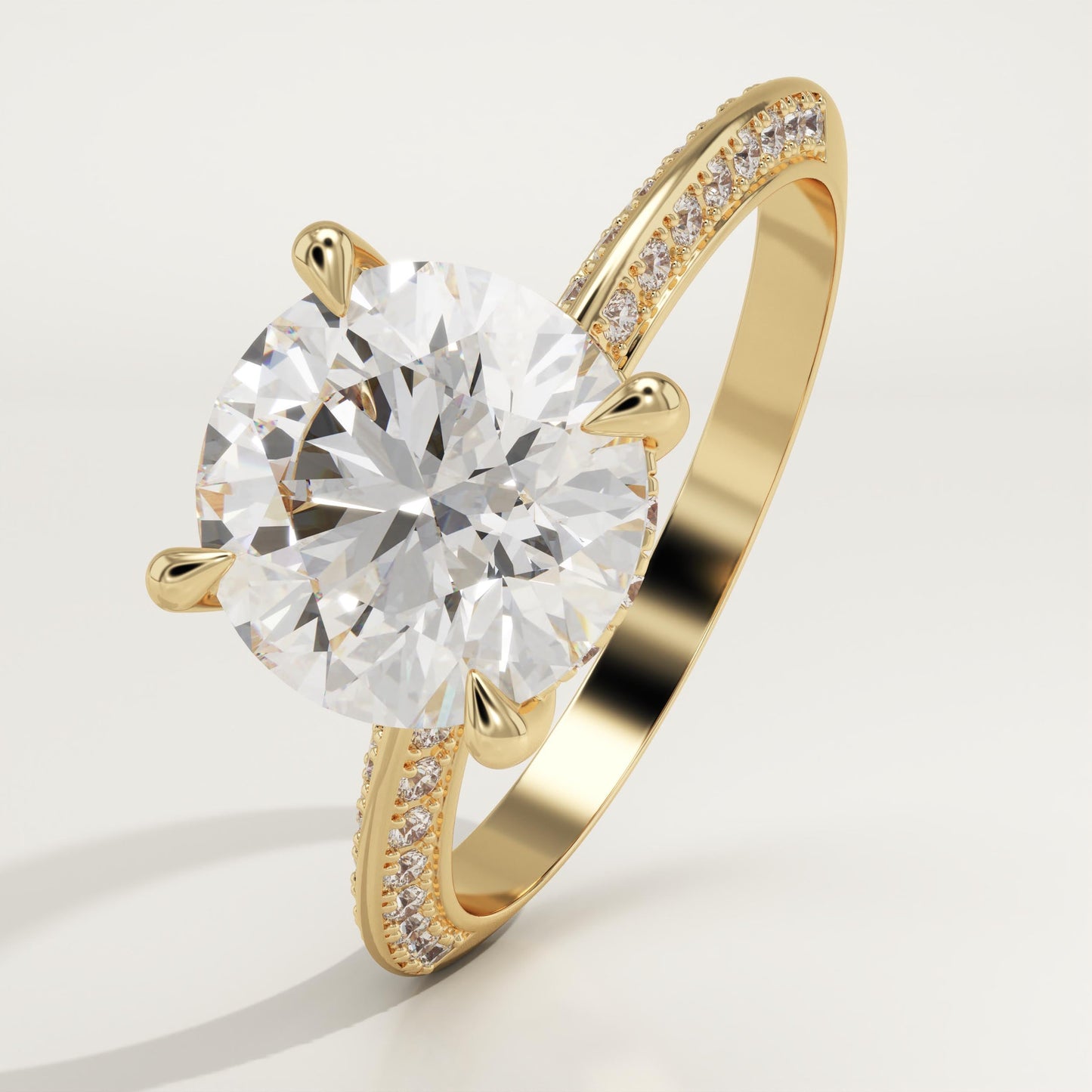 Round Cut Hidden Halo & Pave Lab-Grown Diamond Engagement Ring