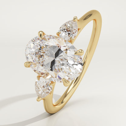 Oval Cut Three Stone Lab-Grown Diamond Engagement Ring