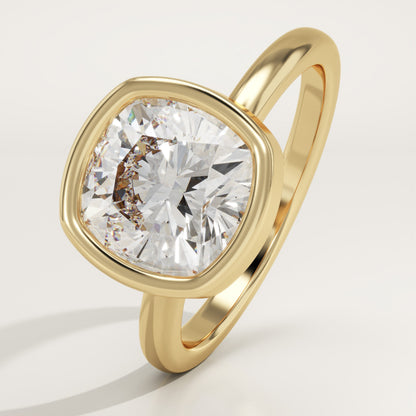 Cushion Cut Bezel Lab-Grown Diamond Engagement Ring
