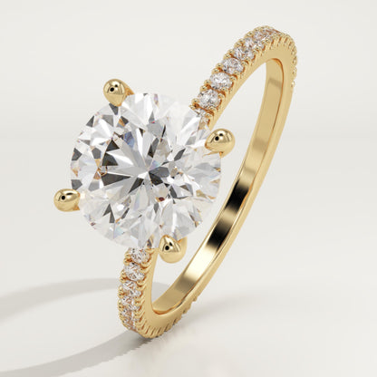 Round Cut Pave Lab-Grown Diamond Engagement Ring