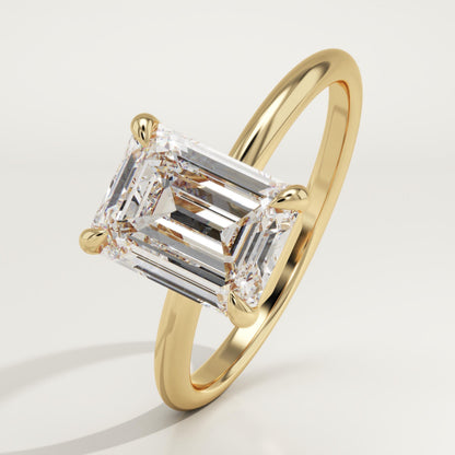 2 CT Emerald Cut Solitaire Moissanite Engagement Ring