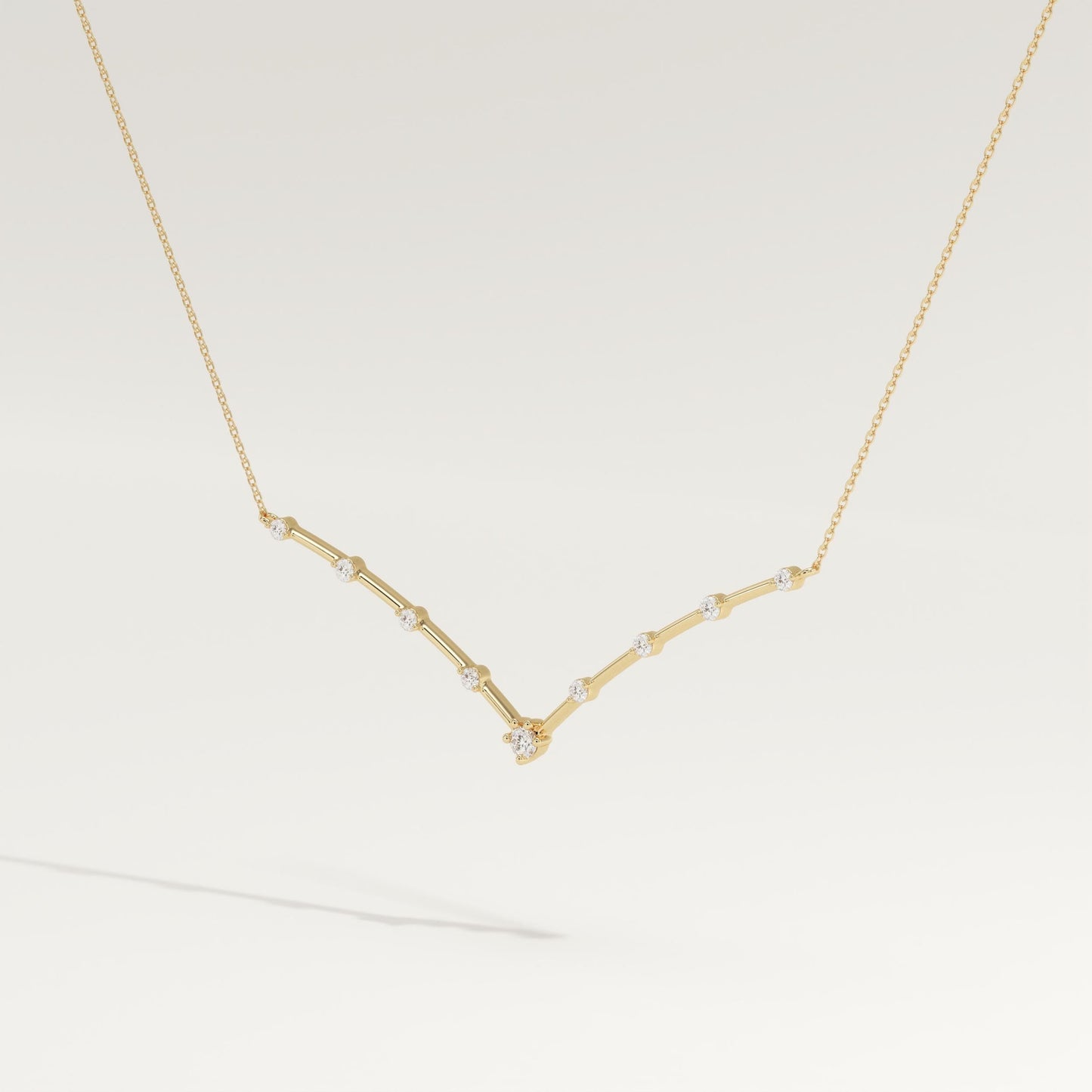 0.33 TCW Round Lab-Grown Diamond V Shaped Charm Necklace