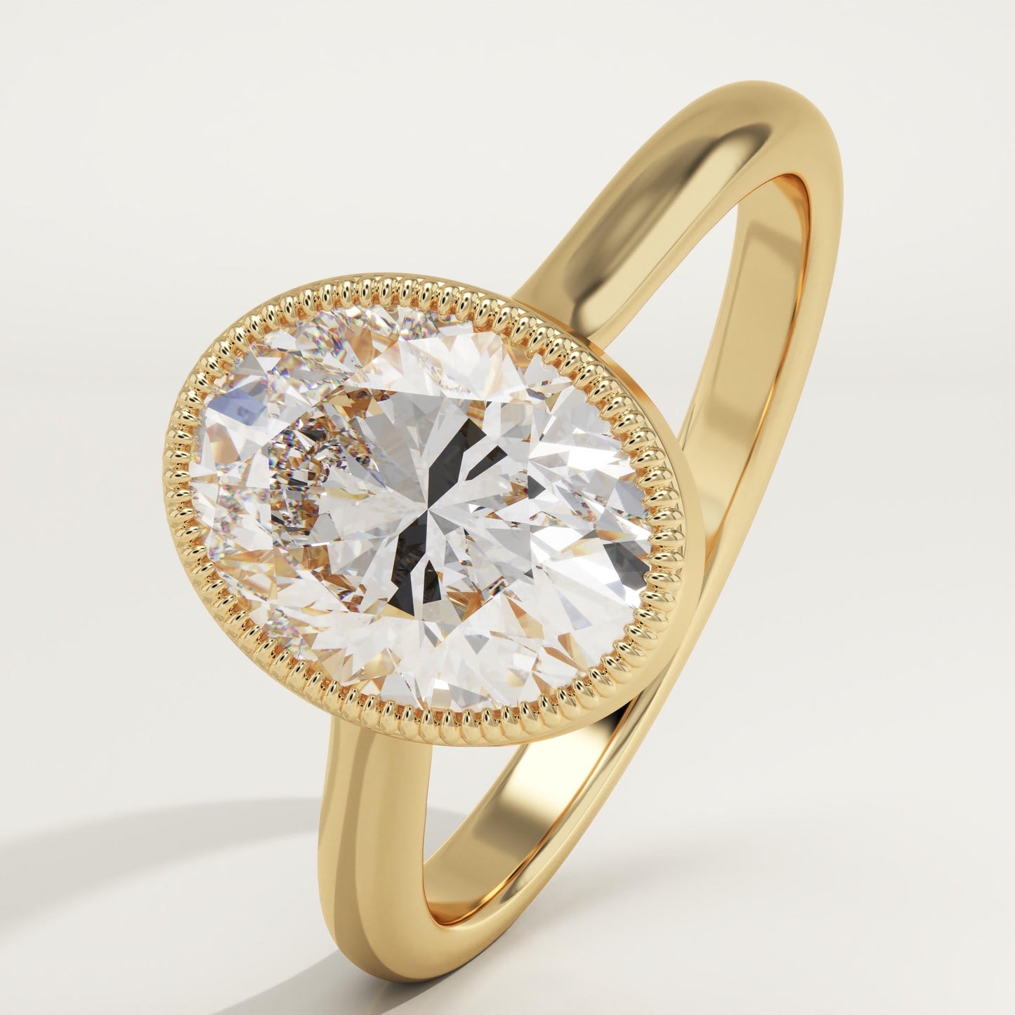 Oval Cut Bezel Lab-Grown Diamond Engagement Ring