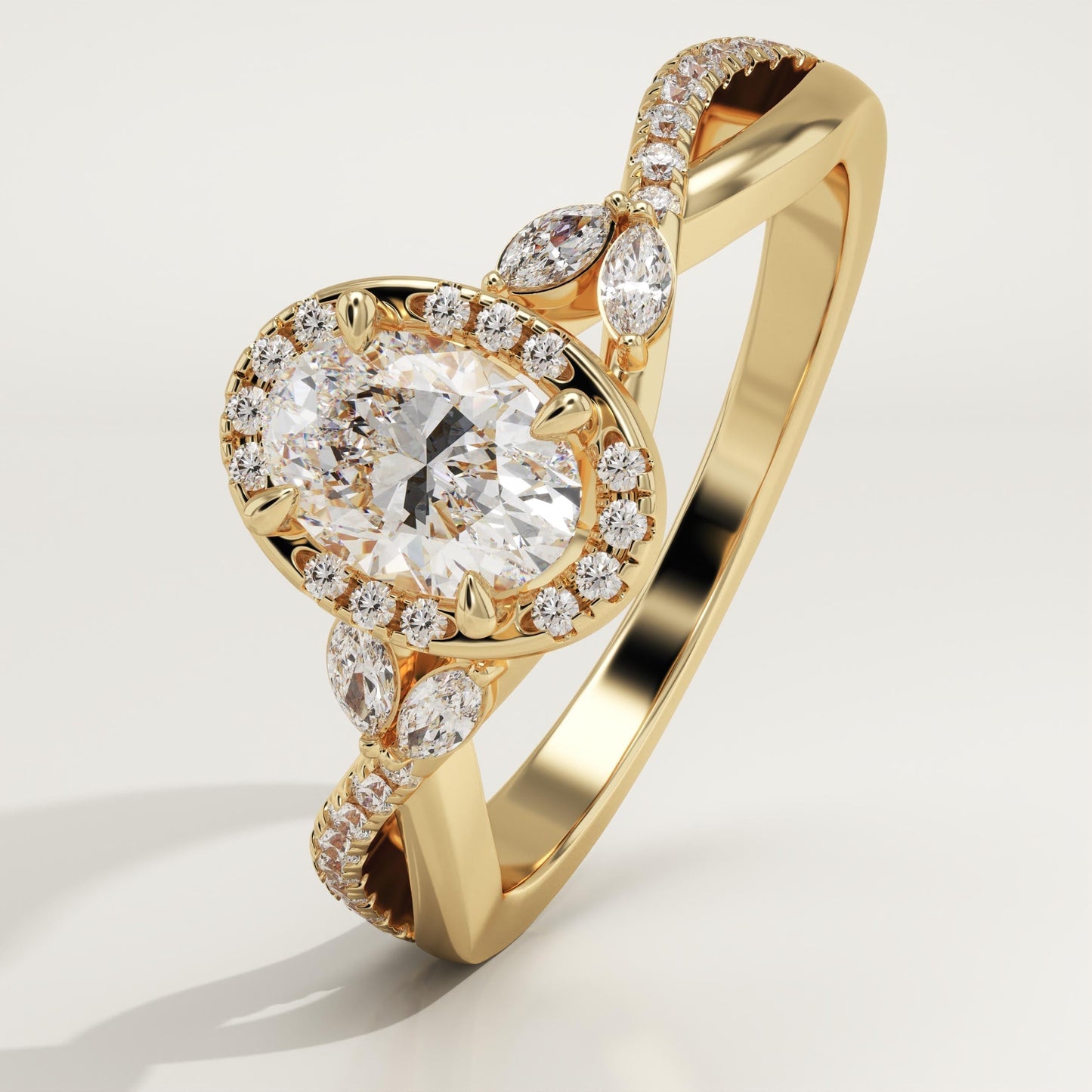 Oval Cut Cluster Lab-Grown Diamond Engagement Ring