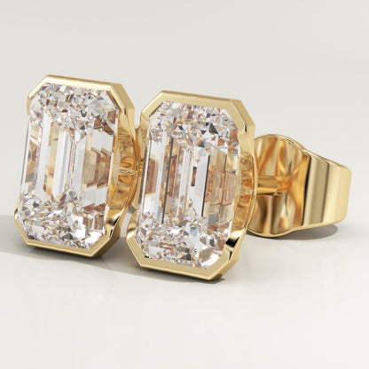 1 TCW Emerald Half Bezel Lab-Grown Diamond Stud Earrings