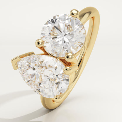 3.5 TCW Pear & Round Cut Toi Et Moi Lab-Grown Diamond Engagement Ring