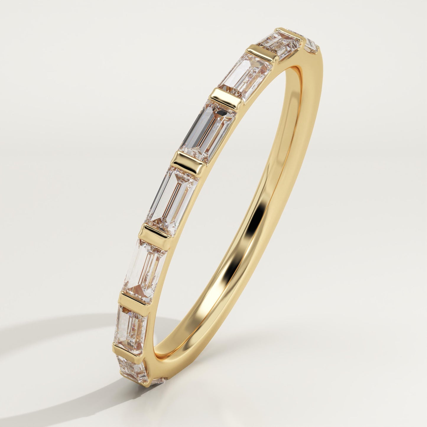 0.54 TCW Baguette Lab-Grown Diamond Half Eternity Wedding Band