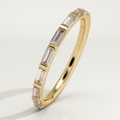 0.54 TCW Baguette Lab-Grown Diamond Half Eternity Wedding Band