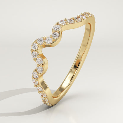 0.58 TCW Round Lab-Grown Diamond Curved Wedding Band