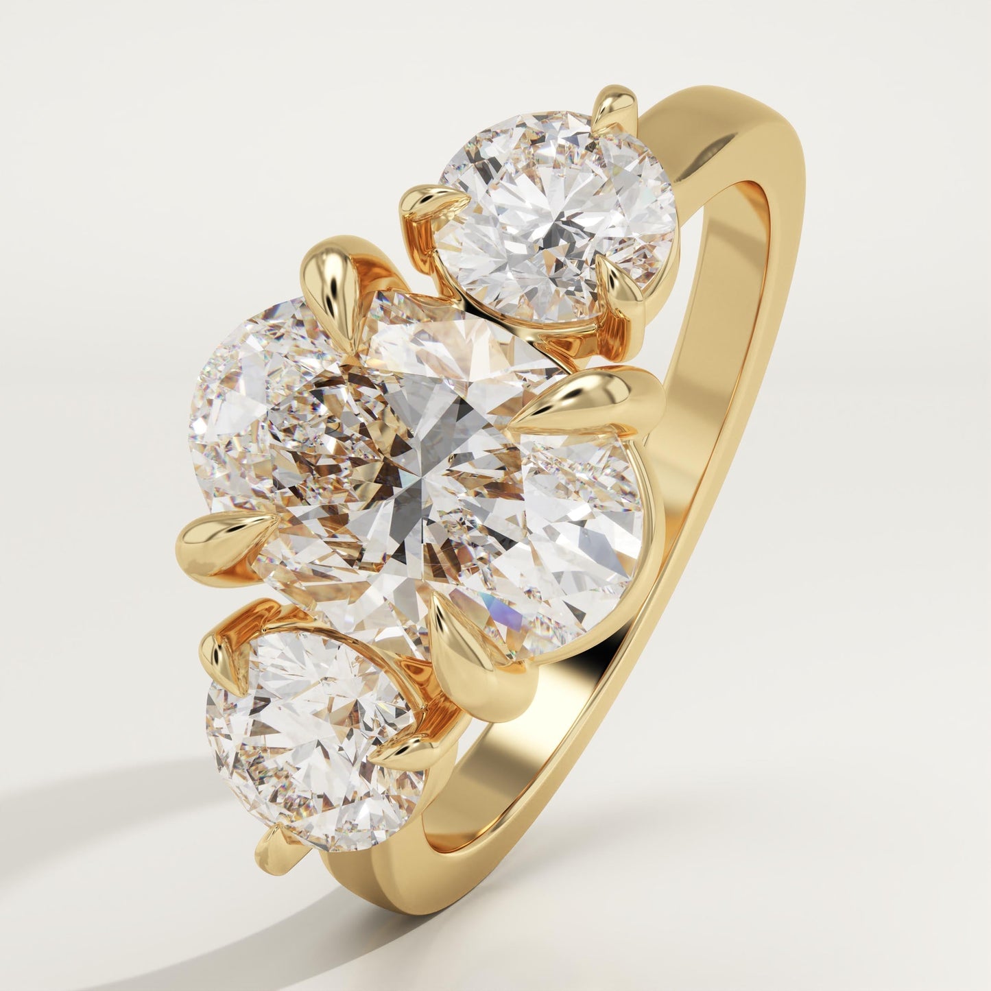 Oval Cut Three stone Lab-Grown Diamond Engagement Ring