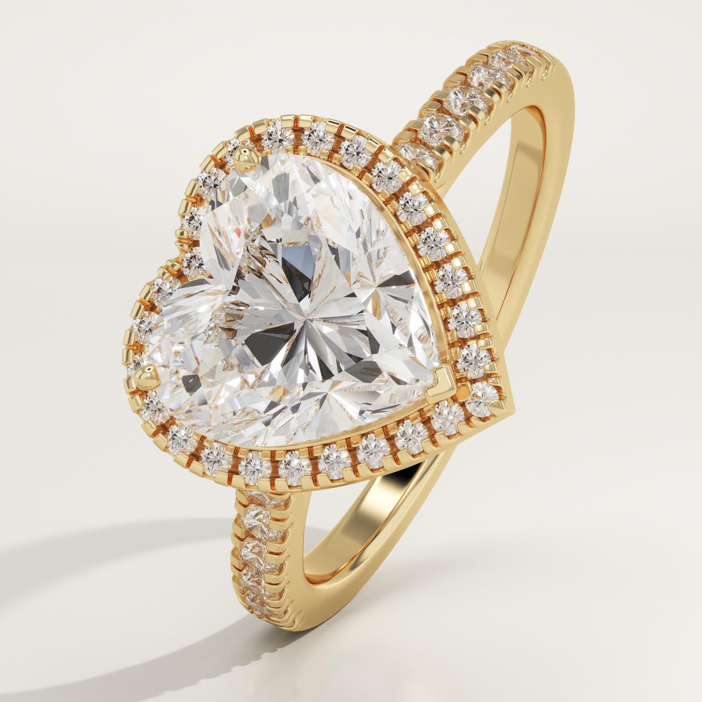 Heart Cut Halo & Pave Cathedral Lab-Grown Diamond Engagement Ring