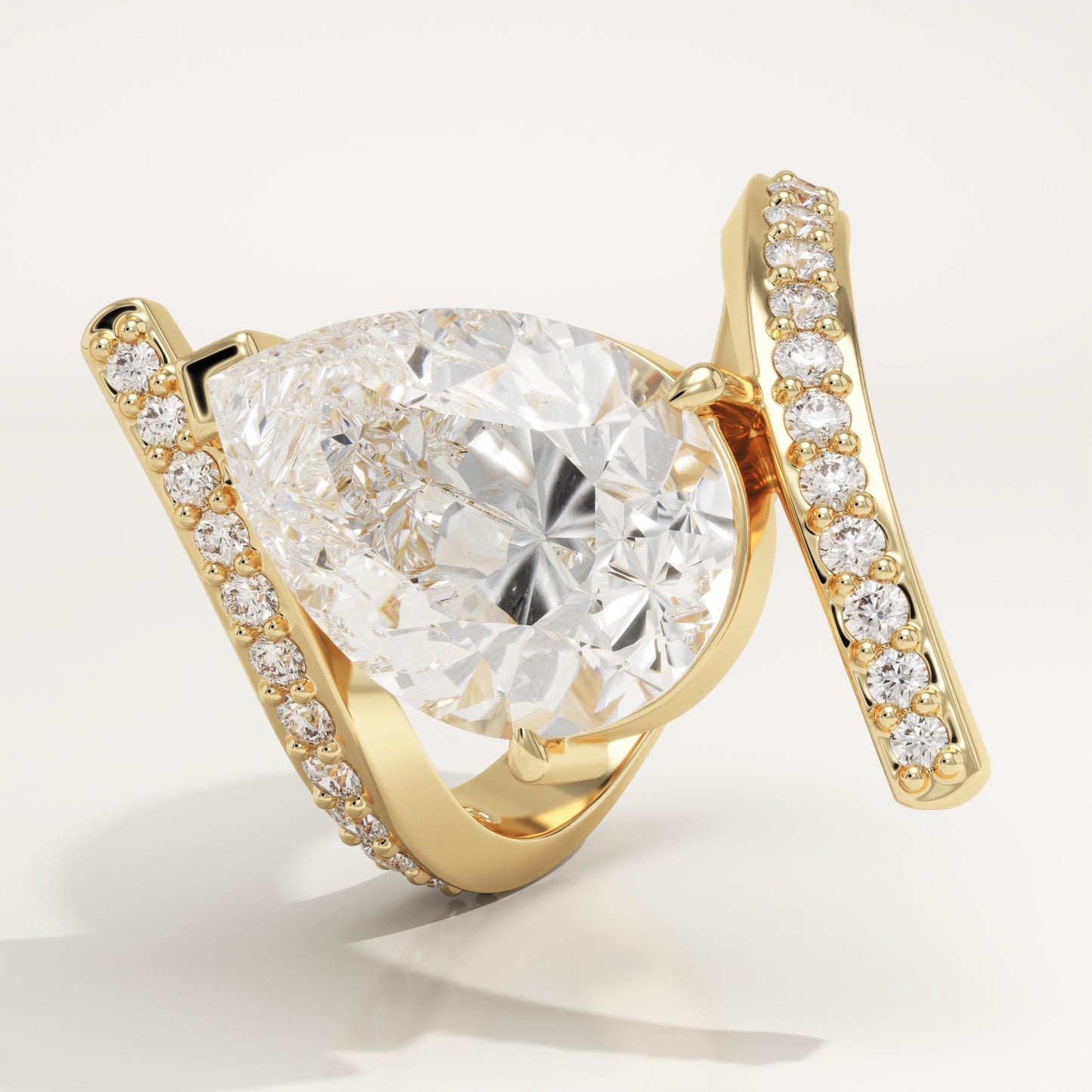 Pear Cut Twisted Pave Lab-Grown Diamond Engagement Ring