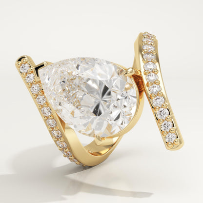 Pear Cut Twisted Pave Lab-Grown Diamond Engagement Ring