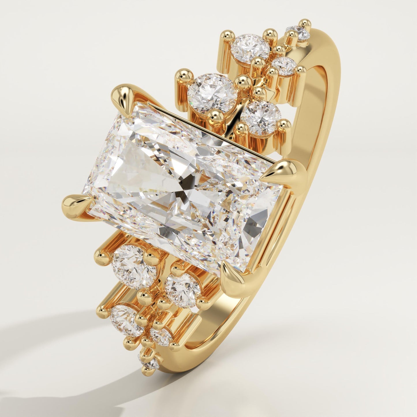 Radiant Cut Cluster Lab-Grown Diamond Engagement Ring