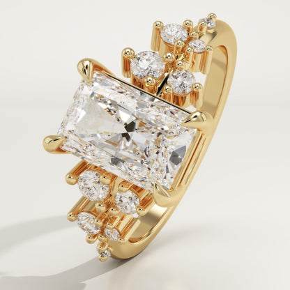 Radiant Cut Cluster Lab-Grown Diamond Engagement Ring