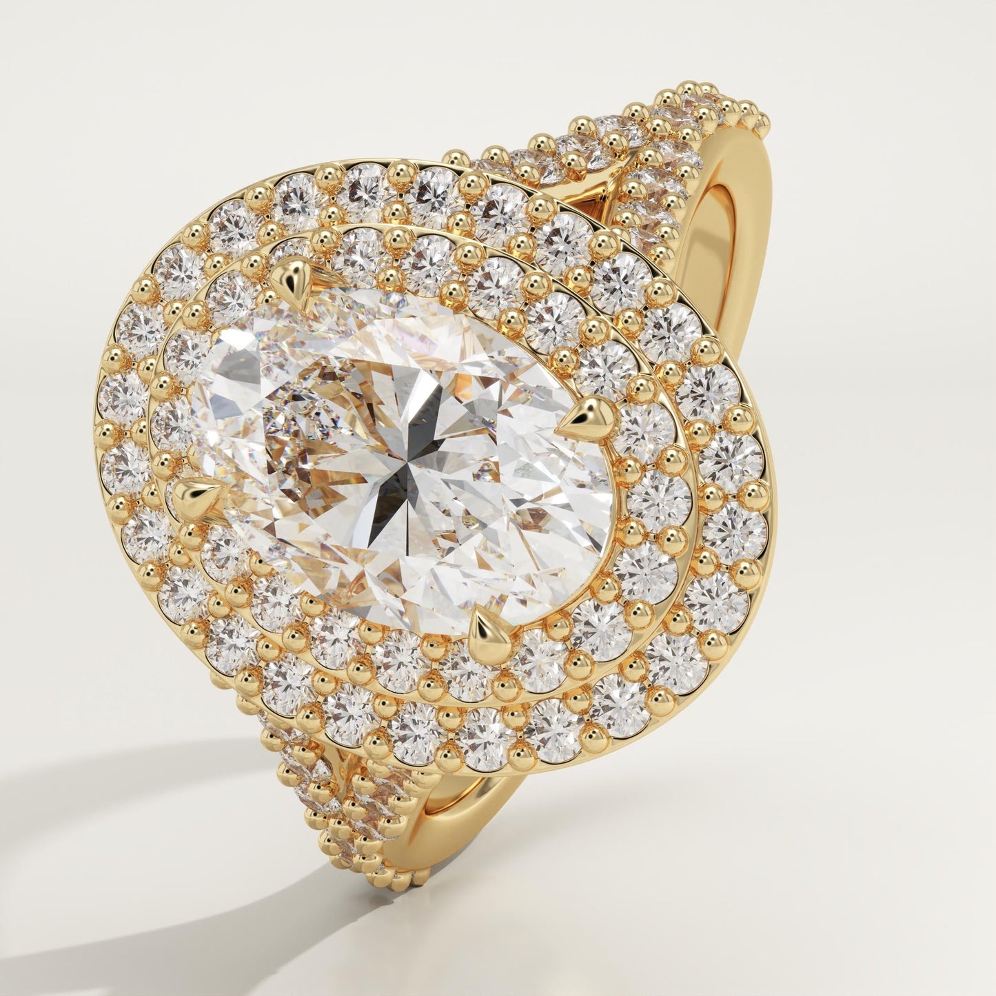 Oval Cut Double Halo & Pave Lab-Grown Diamond Engagement Ring