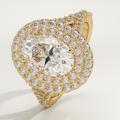 Oval Cut Double Halo & Pave Lab-Grown Diamond Engagement Ring