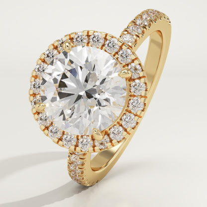 Round Cut Halo & Pave Lab-Grown Diamond Engagement Ring