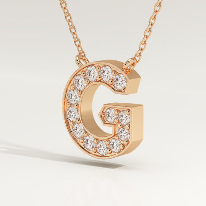 0.294 TCW Round Lab-Grown Diamond G Initial Necklace